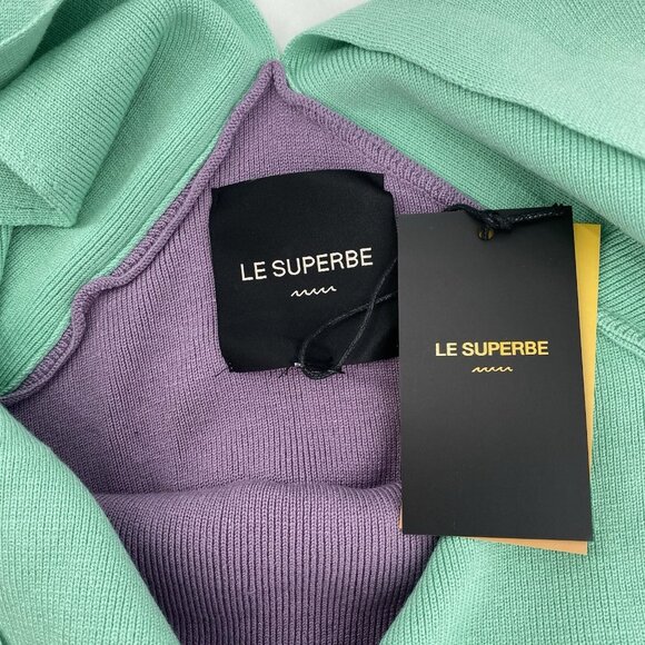 Le Superbe Dragon Fruit Purple Mint Ribbed Knit Halter Midi Dress Sz Small - Picture 10 of 14